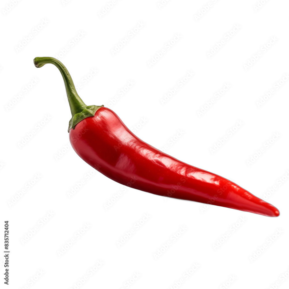 Single red hot chili pepper isolated on white background Spicy food ingredient Vegetable for cooking Natural organic produce Healthy eating concept Closeup with selective focus Single red hot chili pepper isolated on white background Spicy food ingredient Vegetable for cooking Natural organic produce Healthy eating concept Closeup with selective focus