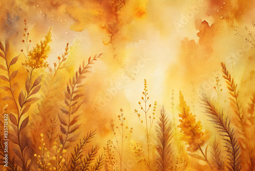 background with warm amber, honey, and goldenrod brushstrokes