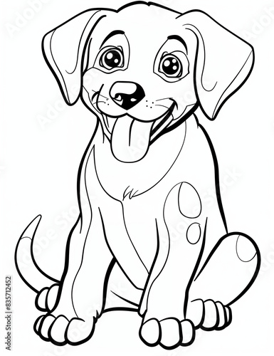 Dog Delight  Easy Line Art for Coloring- Coloring Pages for All Ages  - Relaxing Coloring Pages for Adults- Printable pages  - Black and white - Vertical composition 