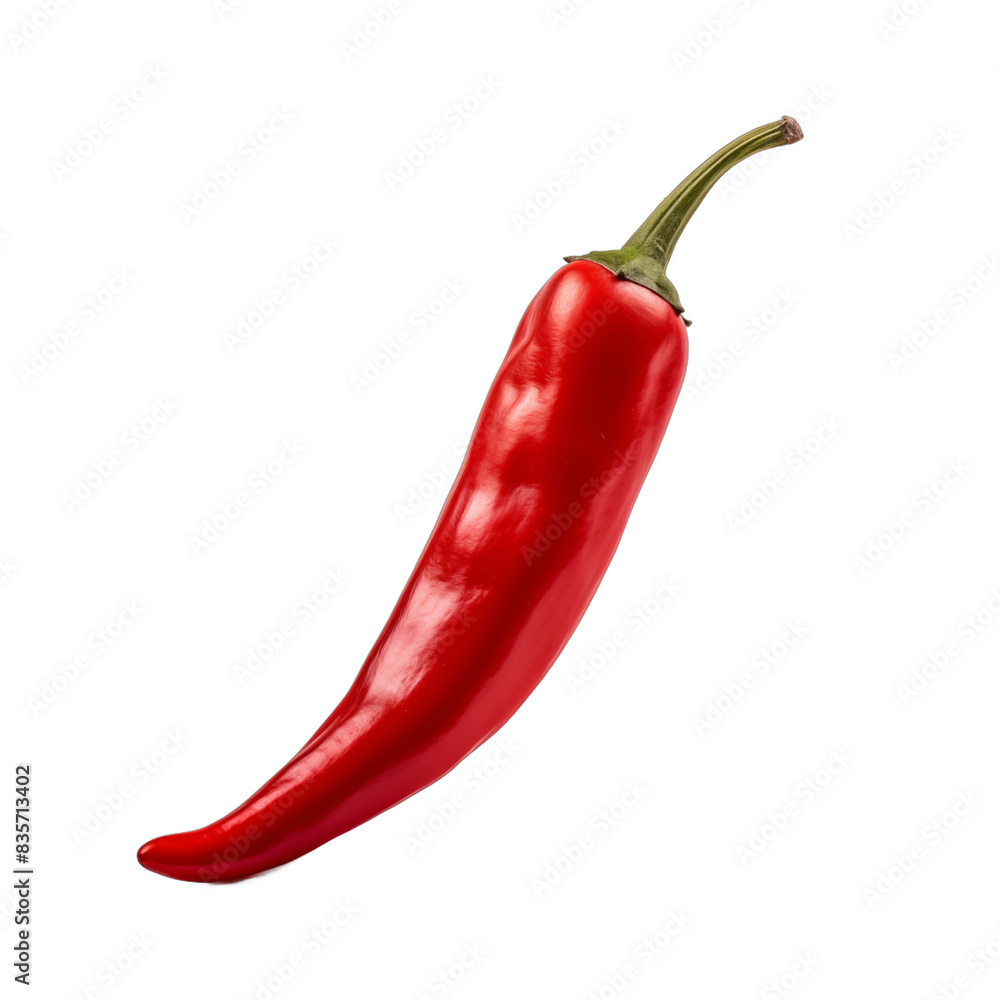 Single red hot chili pepper isolated on white background Spicy vegetable ingredient for cooking Single red hot chili pepper isolated on white background Spicy vegetable ingredient for cooking