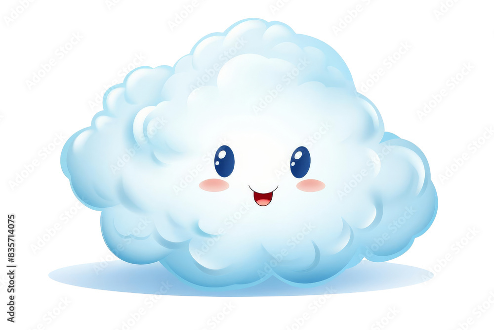 Generate a cute cartoon cloud. The cloud should be white and fluffy, with a friendly face. It should be smiling and have big, happy eyes. Generate a cute cartoon cloud. The cloud should be white and fluffy, with a friendly face. It should be smiling and have big, happy eyes.