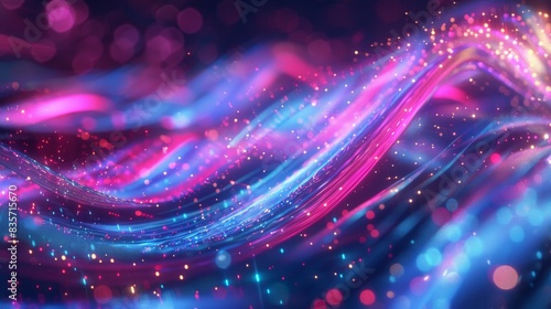 Abstract illustration of neon energy fibers in motion