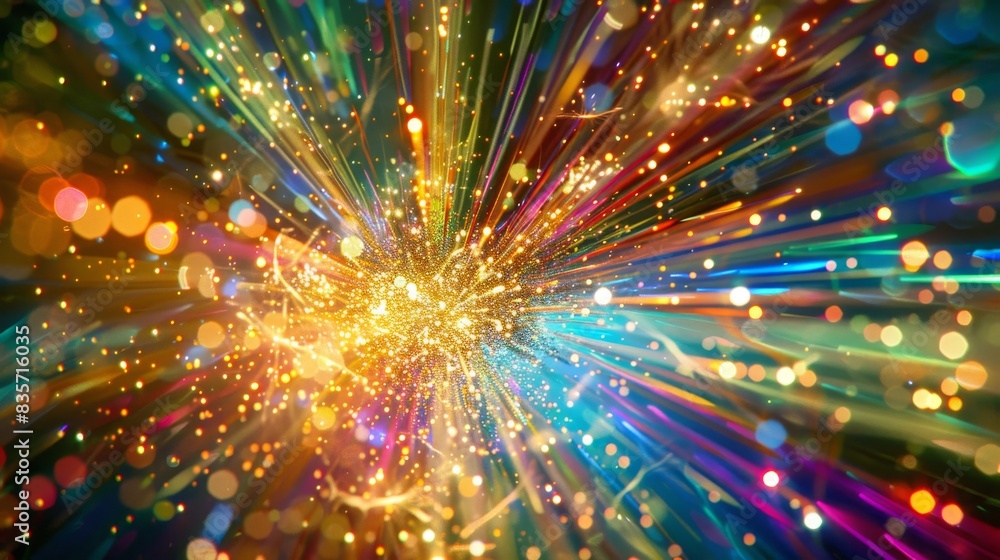 Fototapeta premium Converging energy fibers forming a starburst pattern