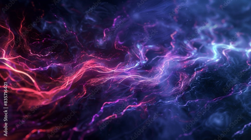 Twisted and intertwined energy fibers on a dark backdrop Twisted and intertwined energy fibers on a dark backdrop