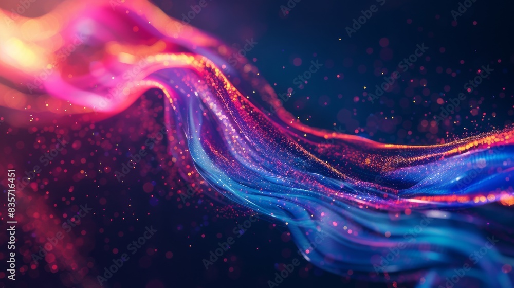 Twisting neon fibers emitting radiant light Twisting neon fibers emitting radiant light