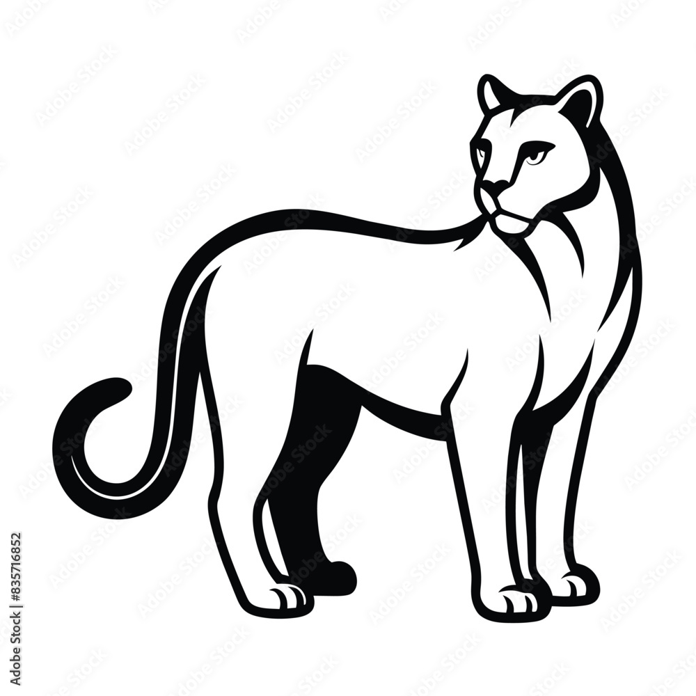 Solid color Cougar animal vector design