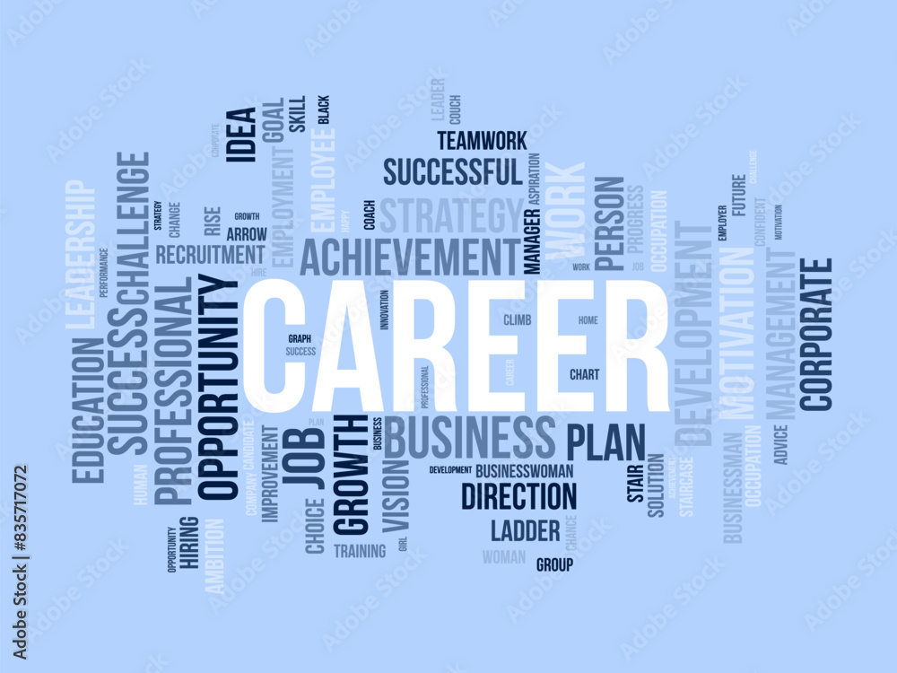 Obraz premium Career word cloud template. Success work concept vector tagcloud background.