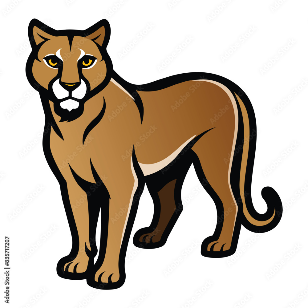 Solid color Cougar animal vector design