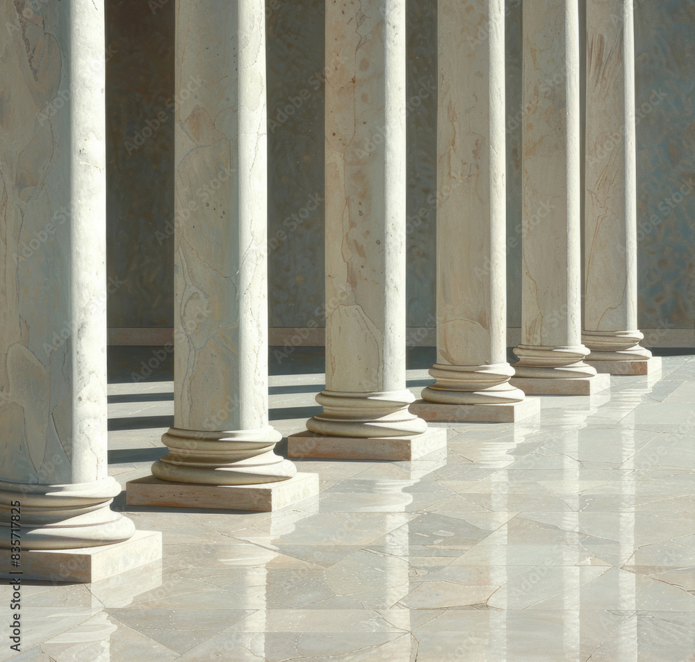A row of white marble pillars in an architectural setting, symbolizing the elements of justice and law, set against a plain background to highlight the pillars. A row of white marble pillars in an architectural setting, symbolizing the elements of justice and law, set against a plain background to highlight the pillars.