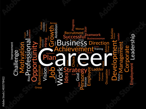 Career word cloud template. Success work concept vector tagcloud background.