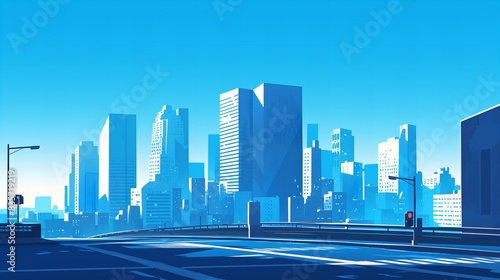 View of a dense city with buildings. Amazing anime background for business.