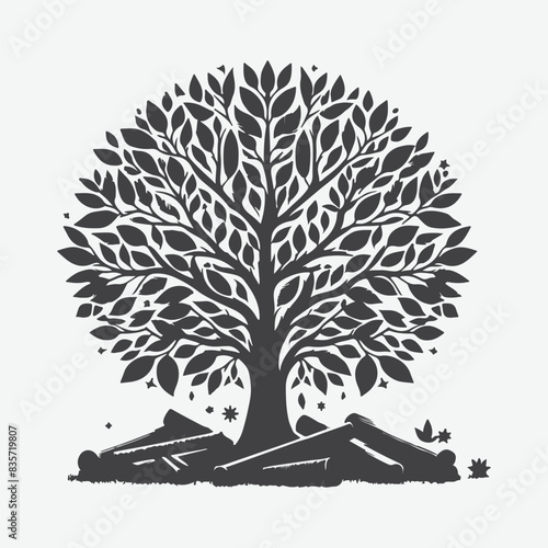 Print Majestic Cinnamon Tree Silhouette, A Natural Masterpiece