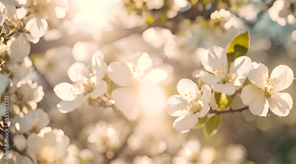 Sunlight Illuminating White Blossoms on Branches, Creating a Serene Natural Background in Broad Daylight Sunlight Illuminating White Blossoms on Branches, Creating a Serene Natural Background in Broad Daylight