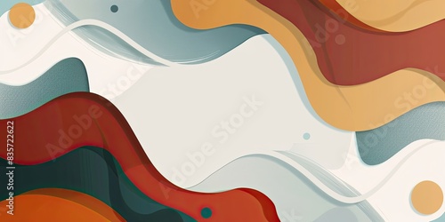 A background with abstract shapes in Slate Blue Wine Red and orange colors, representing the essence of modern design for web interfaces. The shapes include circles,