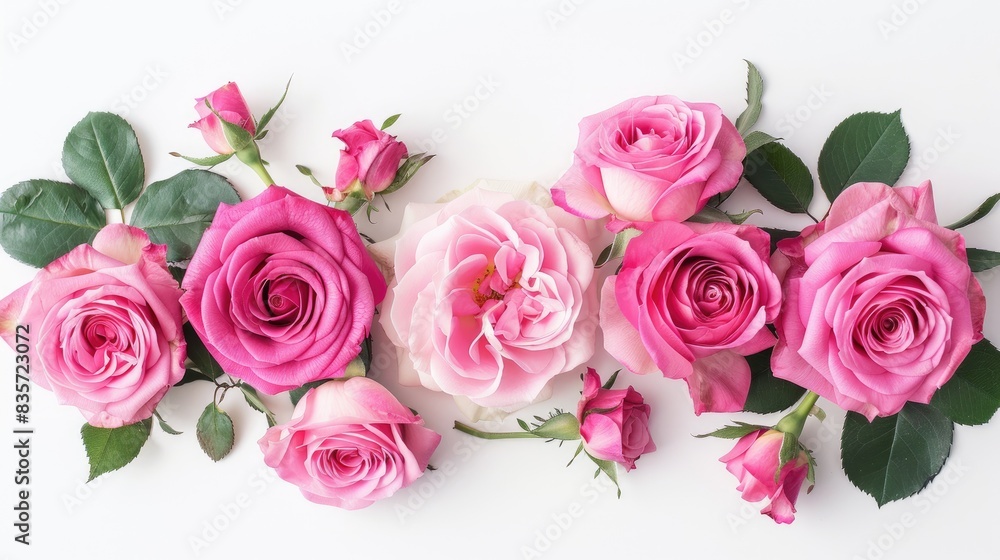 Pink roses arrangement separated on a white backdrop Pink roses arrangement separated on a white backdrop