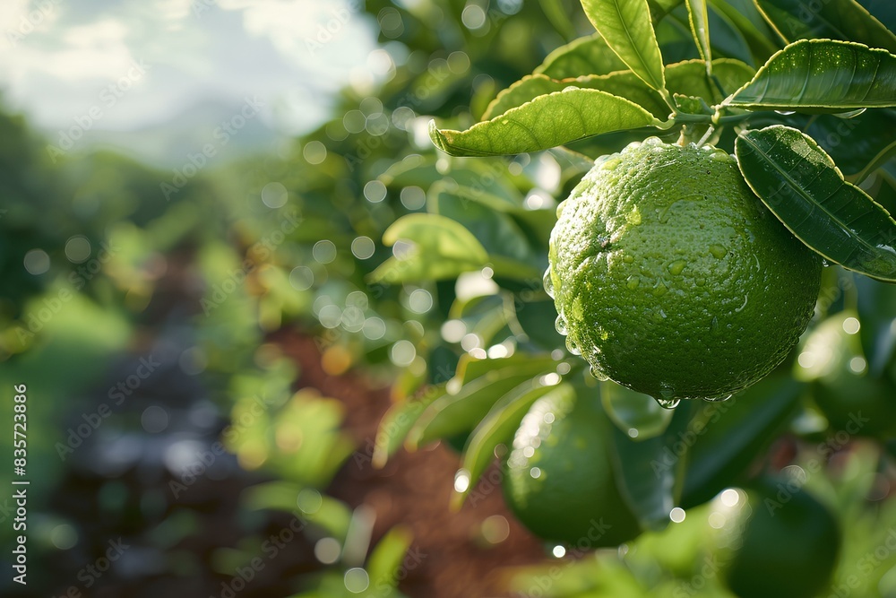 A close up of a lime on a tree A close up of a lime on a tree