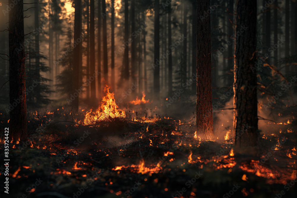 Intense Fire Consuming Forest. Generative AI Intense Fire Consuming Forest. Generative AI