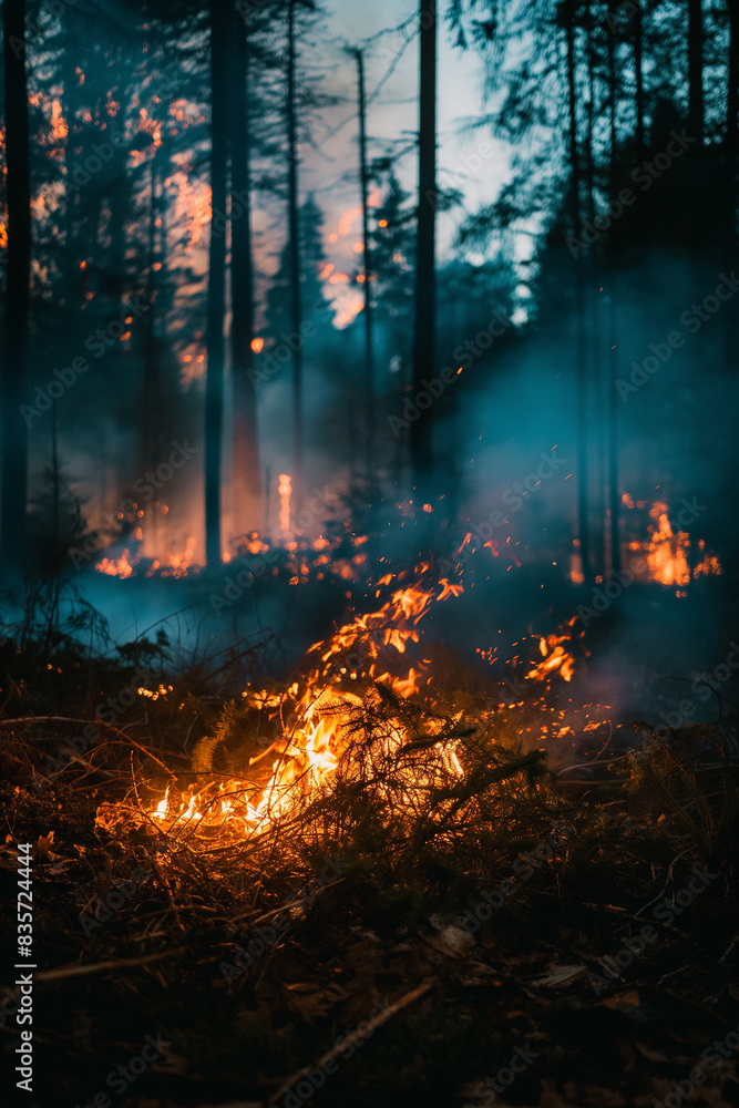 Intense Fire Consuming Forest. Generative AI Intense Fire Consuming Forest. Generative AI