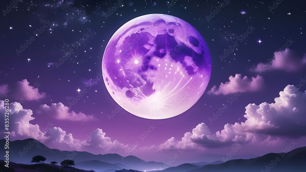 Purple gradient mystical moonlight sky with clouds and stars phone background wallpaper Purple gradient mystical moonlight sky with clouds and stars phone background wallpaper