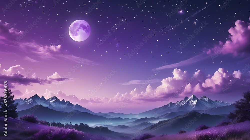 Purple gradient mystical moonlight sky with clouds and stars phone background wallpaper Purple gradient mystical moonlight sky with clouds and stars phone background wallpaper