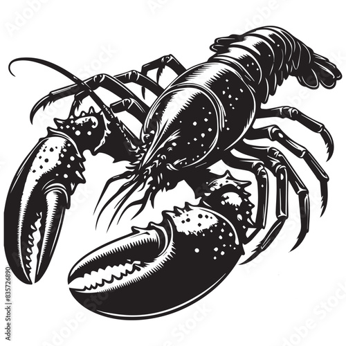 Lobster silhouette isolated on a white background. Vector illustration