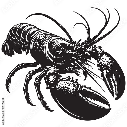 Lobster silhouette isolated on a white background. Vector illustration