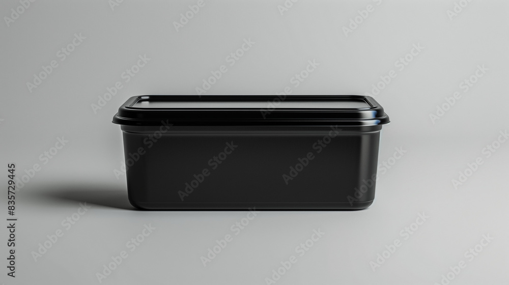 Mock up Black lunch box, white background, Ai generated Images Mock up Black lunch box, white background, Ai generated Images