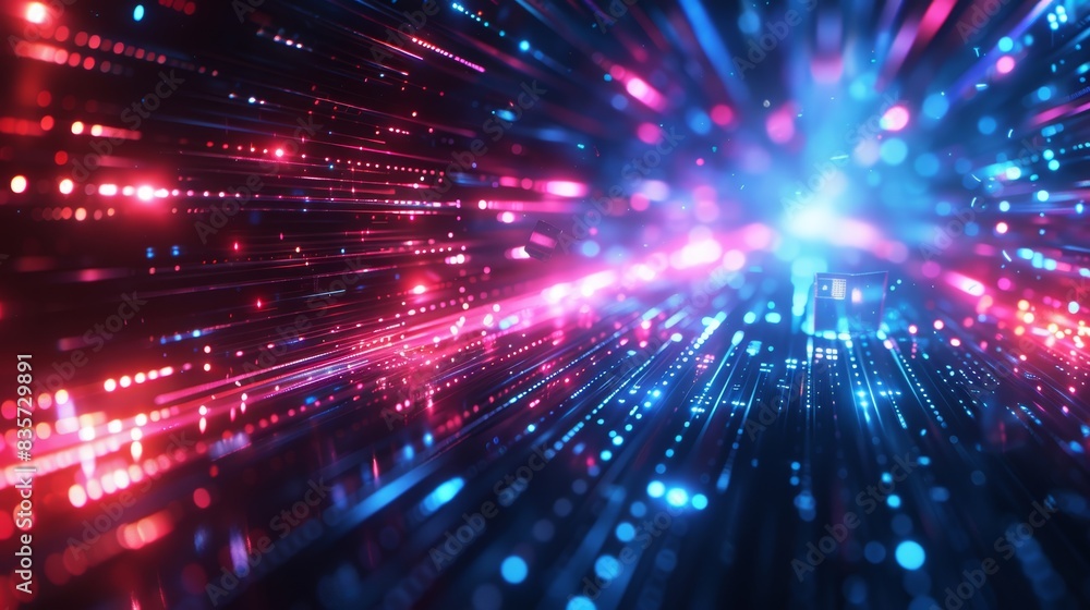 Fototapeta premium Futuristic technology background with blue and red light lines, cyberpunk feel