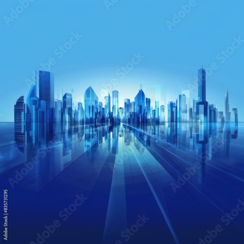 Brightly Illustrated Future City Skyline with Vector Buildings  abstract graphic  banner design  brochure  pattern design  web  background template