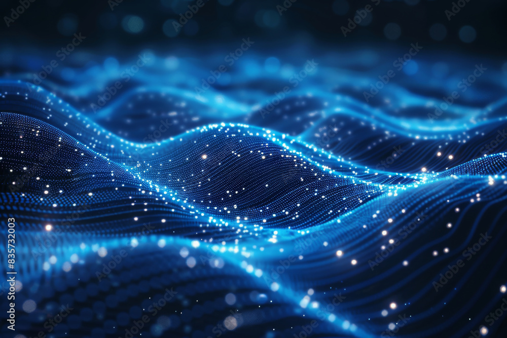 Abstract Waving Particle Technology Background with light effect. Abstract Waving Particle Technology Background with light effect.