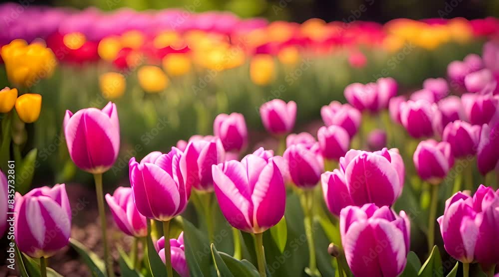 Captivating Tulip Flowers in Full Bloom, Painting a Colorful Tapestry of Nature's Splendor Captivating Tulip Flowers in Full Bloom, Painting a Colorful Tapestry of Nature's Splendor