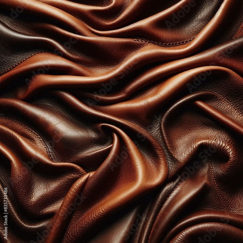 Generative Ai Leather Upholstery Soft, worn leather with visible pores, creases, and stitching details, suitable for furniture, car interiors, or luxury accessories.