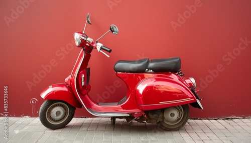 red scooter italian, classic, italy, old, vector, wheel, drive, retro, speed, illustration, style, electric, engine