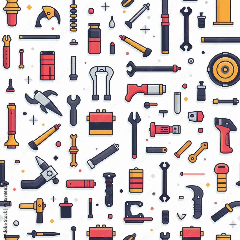 Vector seamless pattern with bicycle repair tools, bike parts and accessories. Vector seamless pattern with bicycle repair tools, bike parts and accessories.