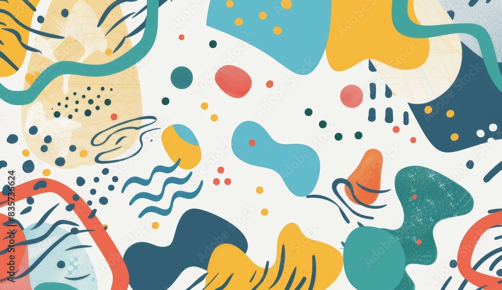 Abstract background, colorful shapes and patterns with white backgrounds, minimalist line drawings, simple lines, hand drawn doodles, yellow orange teal green red palette, white dots, line work Abstract background, colorful shapes and patterns with white backgrounds, minimalist line drawings, simple lines, hand drawn doodles, yellow orange teal green red palette, white dots, line work