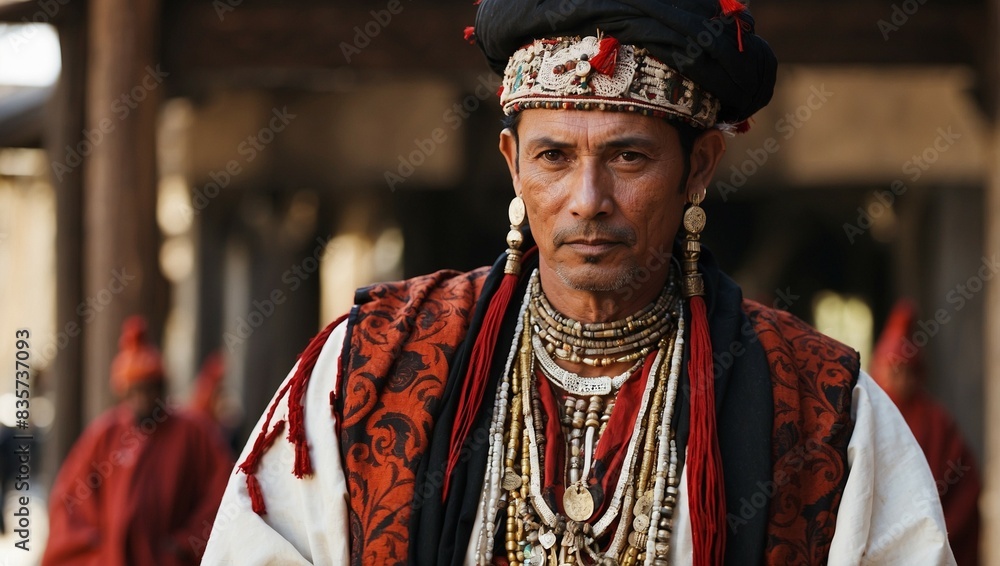 Fototapeta premium A man dressed in a traditional cultural outfit