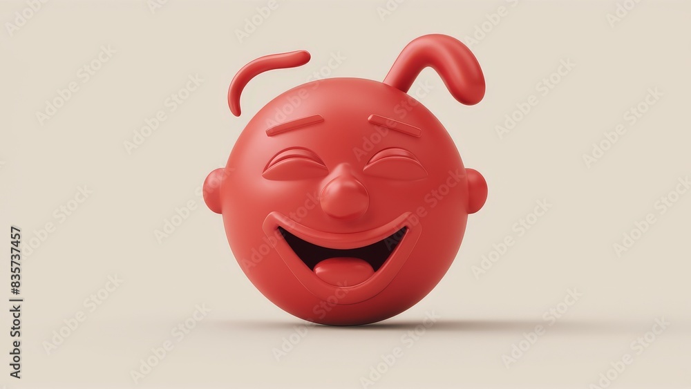 Whimsical 3D Red Emoji with Happy Expression Whimsical 3D Red Emoji with Happy Expression