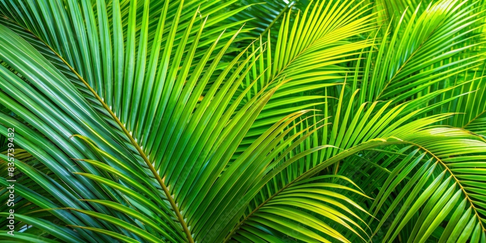 Fototapeta premium Close up of a palm tree on a green background. Generated by AI