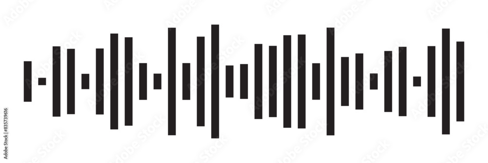 Sound wave set. Sound waves for voice message. Audio wave icon. Waveform pattern for music player or app. Recording music. Equalizer template on white background in eps 10. Sound wave set. Sound waves for voice message. Audio wave icon. Waveform pattern for music player or app. Recording music. Equalizer template on white background in eps 10.