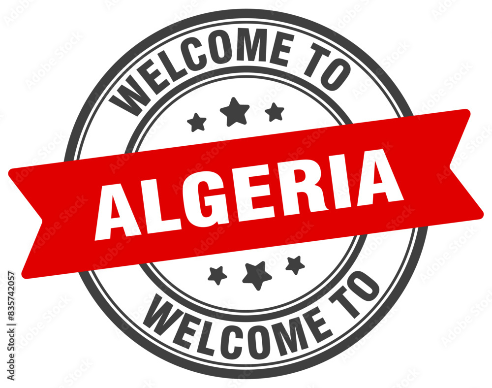 Welcome to Algeria stamp. Algeria round sign Welcome to Algeria stamp. Algeria round sign