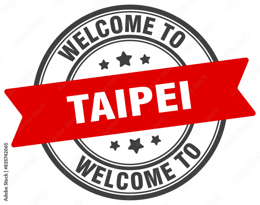 Fototapeta premium Welcome to Taipei stamp. Taipei round sign