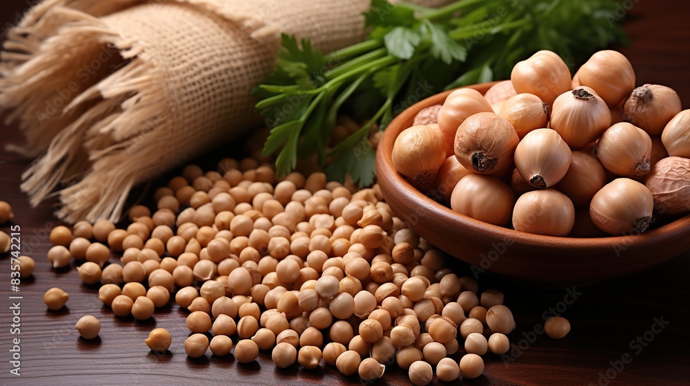 Naklejka premium hazelnuts in a basket