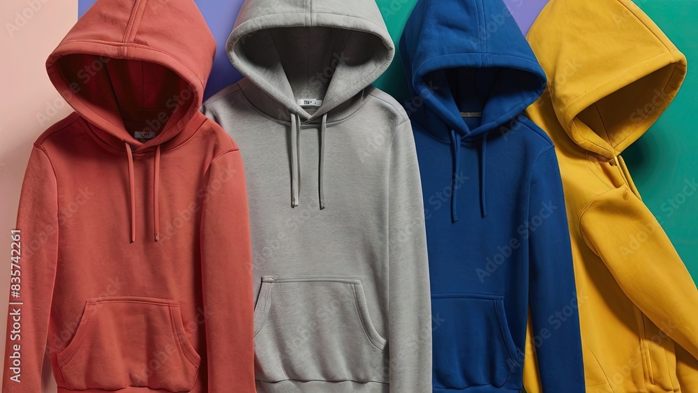 a row of hoodies with a hoodie on the front. Generative ai a row of hoodies with a hoodie on the front. Generative ai