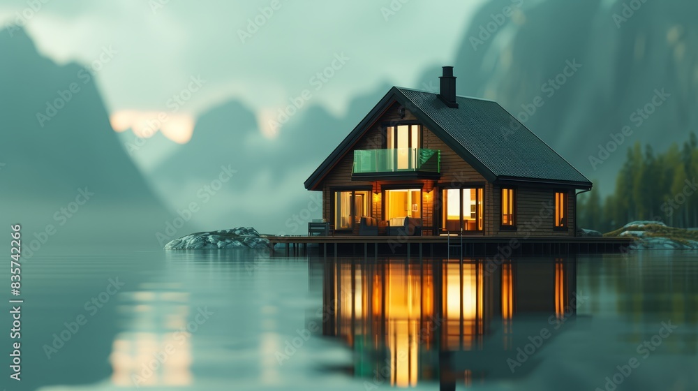 Fototapeta premium a house and body of water