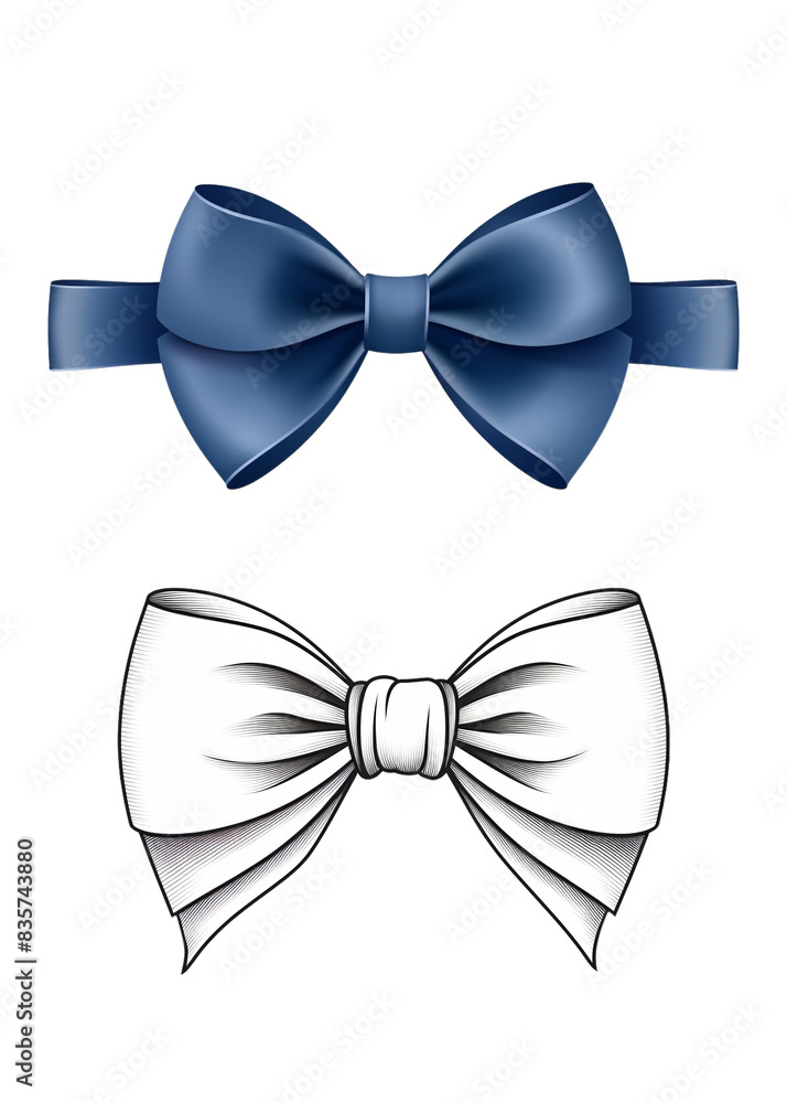 Two elegant bow ties, one blue and one white, isolated on black background. Two elegant bow ties, one blue and one white, isolated on black background.