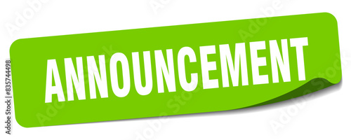 announcement sticker. announcement label