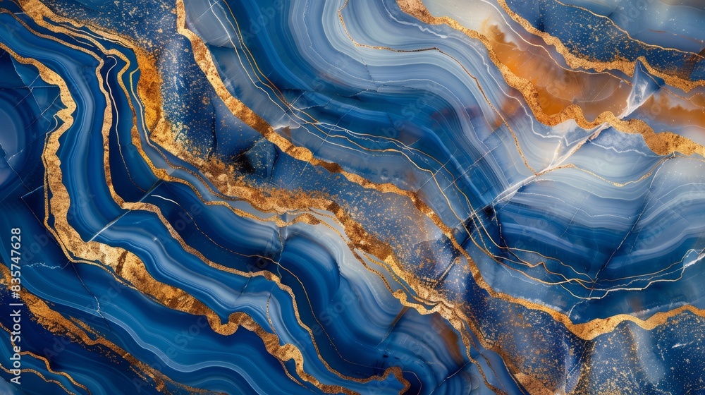 Rich and vibrant marble texture with blue and gold hues Rich and vibrant marble texture with blue and gold hues
