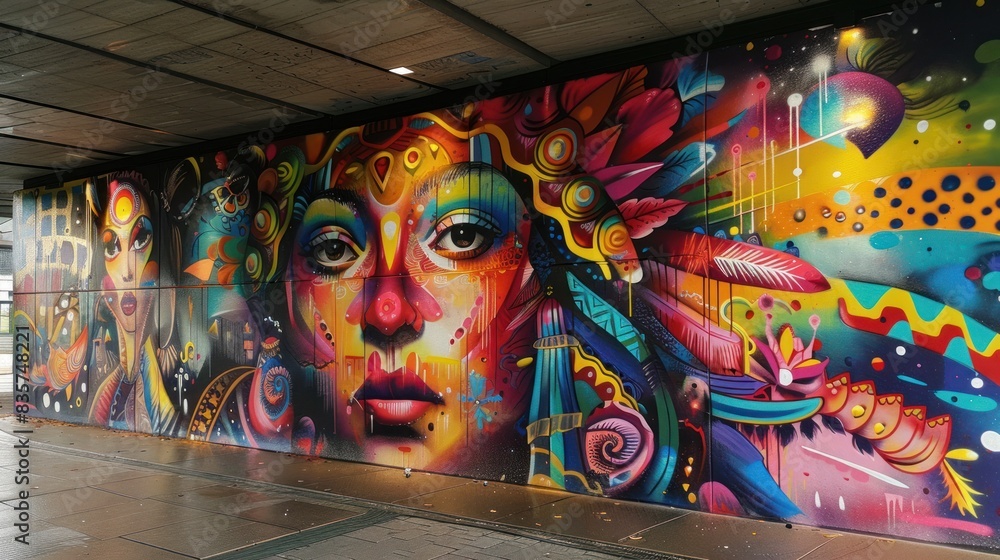 Fototapeta premium Street art style of New year 2024 celebrations
