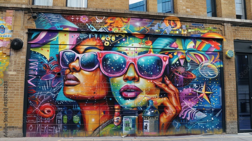 Fototapeta premium Street art style of New year 2024 celebrations