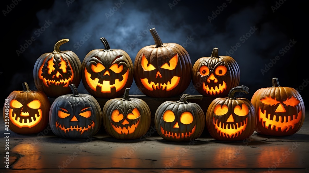 about Halloween pumpkins with spider on a shiny light background. about Halloween pumpkins with spider on a shiny light background.